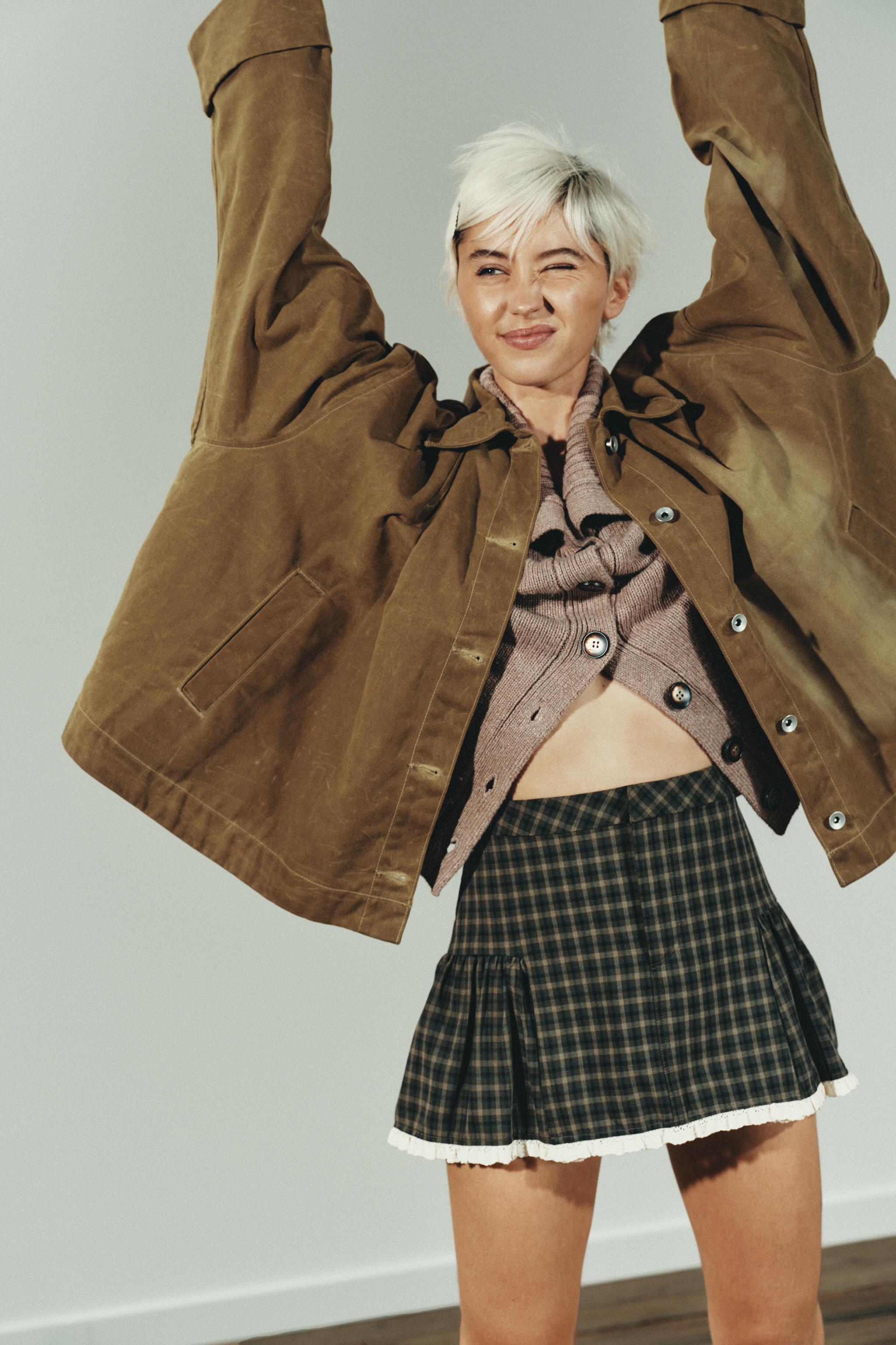 PLAID LACE MINI SKIRT